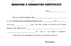 Uniprint Bonafied and Character Certificate