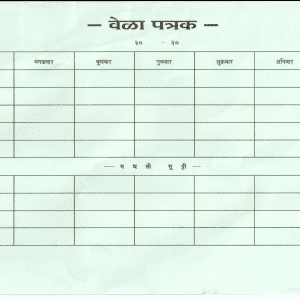 Class Time Table (Ledger Paper)