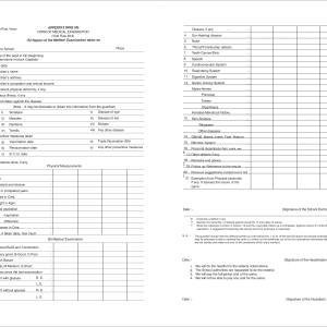 Medical Exam Forms for 100 Forms