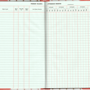 Uniprint Freeship Holders Attendance Register