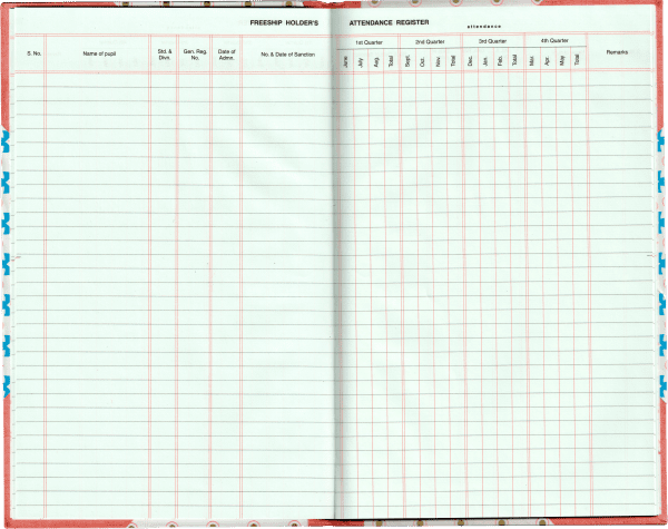 Uniprint Freeship Holders Attendance Register Internal pages