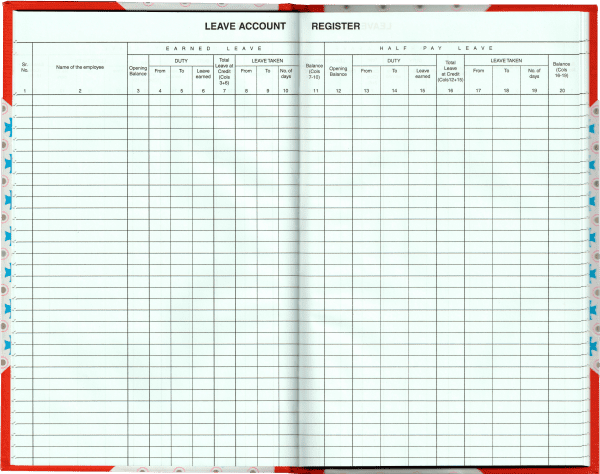 Uniprint Leave Account Register internal pages