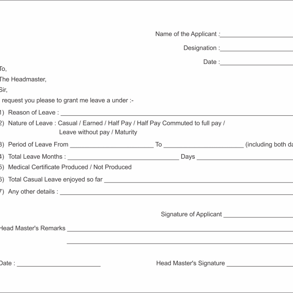 Uniprint Leave Application Forms (English/Marathi) for 100 forms