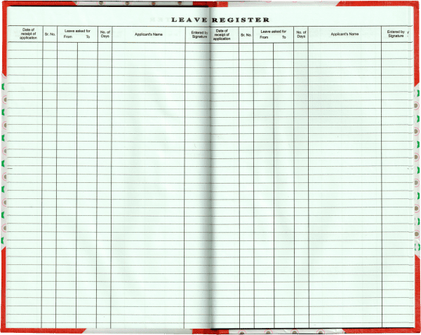 Uniprint Leave Account Register internal pages