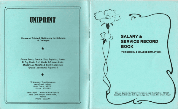 Uniprint Salary & Service Record Book Cover