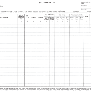 Freeship Bill Form (Statement B)