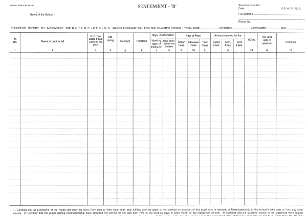 Uniprint Freeship Bill Form (Statement B)